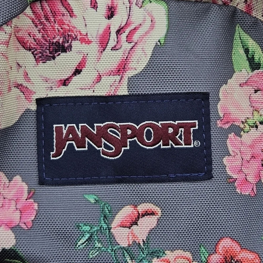 Jansport Backpack Half Pint Mini Bag Backpack Floral Print Gray Pink Purse CLEAN